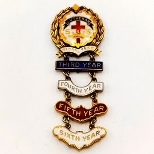 Vintage Reformed Sunday School Lapel Pin Sixth Year Gold